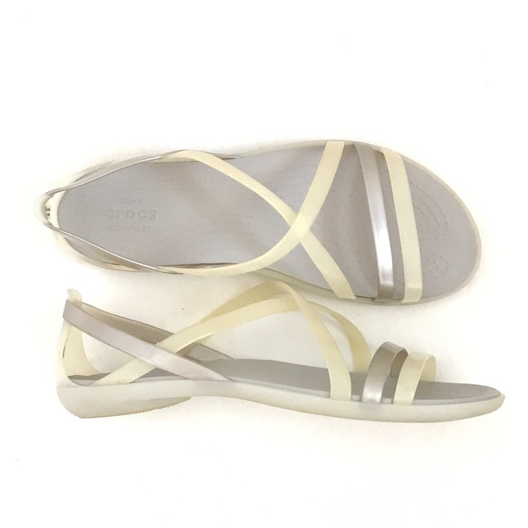 CROCS Isabella Strappy Sandals Flat Comfort Sandals Yellow Women’s  Size 8 - Picture 10 of 16